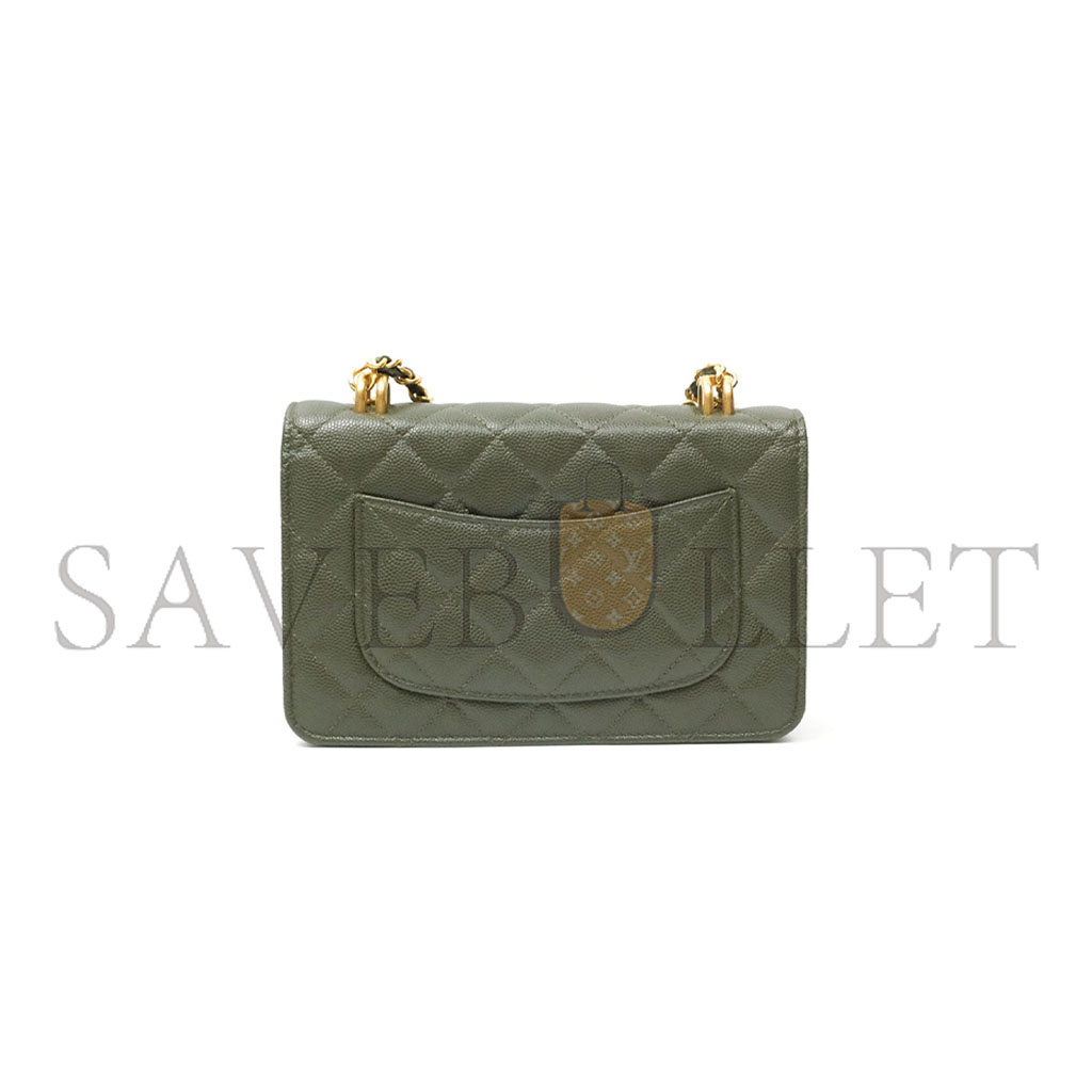 Ch*el master wallet on chain woc dark olive green caviar gold hardware ap3019 (19*12*3.5cm)